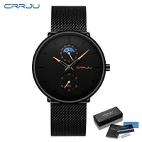 CRRJU Mens Watches Ultra-Thin Minimalist Waterproof - Fashion Wrist Watch for Men Unisex Dress with Stainless Steel Mesh Band