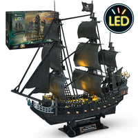 CubicFun 3D Puzzles Ship from PL/US/RU LED Flying Dutchman Pirate Ship Model Queen Anne Revenge Sailboat Titanic Ship Jigsaw