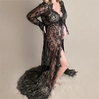 New Pregnant Women Long Sleeve Lace Long Maxi Dress Maternity Photography Props