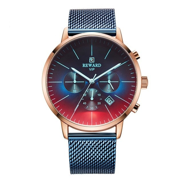 2023 New Fashion Color Bright Glass Watch Men Top Luxury Brand Chronograph Men