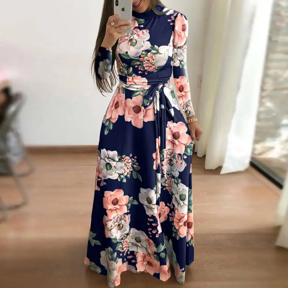 casual dresses with sleeves for women 2018 Autumn New Casual Dress Women Short Sleeve Printed Dresses O Neck – Mega Mart Center