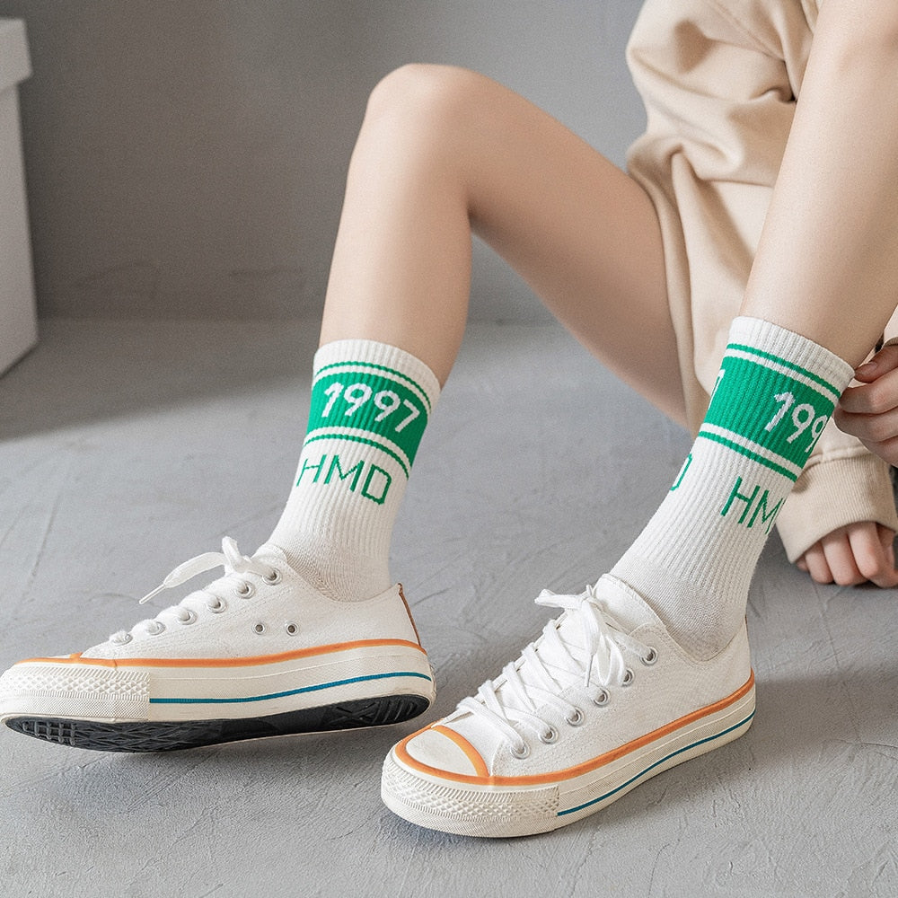 Ins Fashion Pinkycolor Women Socks Girls New Street Sports Warmer Thicken Spring Solid Colorful Middle Tube Soft free shipping