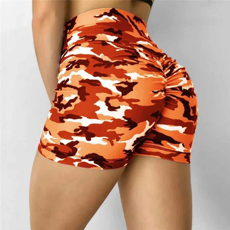 Women Shorts Ladies Summer Casual Camouflage Push Up Fitness Skinny Shorts Running Gym Stretch Sports Short Pants 2024 New