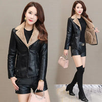 2023 Autumn Winter Women Leather Jacket Faux Fur Coat Warm Plush Thicken Female Slim Short Outwear Biker Motorcycle Clothes