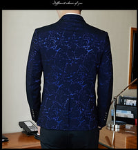 Luxury banquet party suit jacket evening dress fashion jacquard casual business jacket Slim men&#39;s wedding jacket men&#39;s clothing