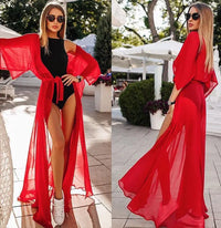 Sexy Women Chiffon Kimono Beach Cover-Ups Cardigan Bikini Cover Up Long Maxi Dress Wrap Beachwear Long Blouse