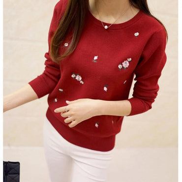 2021 Autumn Sweater Women Embroidery Knitted Winter Women Sweater And Pullover Female Tricot Jersey Jumper Pull Femme Sweaters