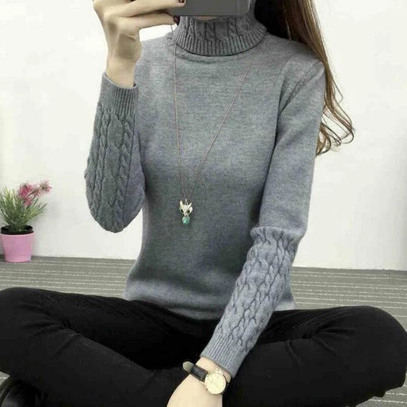 Thick Warm Women Turtleneck 2021 Winter Women Sweaters And Pullovers Knit Long Sleeve Cashmere Sweater Female Jumper