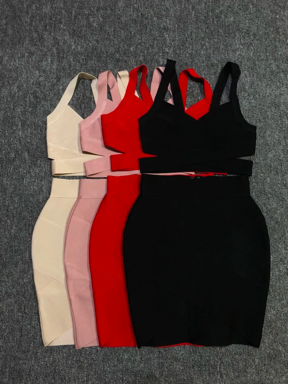 Mini Sexy Bodycon Women Bandage Dress Set Sleeveless Spaghetti Strap Celebrity Two Piece Sets Party Bandage Set Wholesale