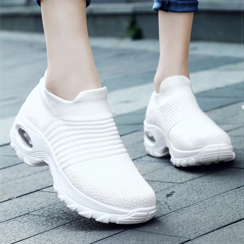 Women Shoes Chunky Sneakers Women White Shoes Breathable Casual Vulcanized Shoes Slip On Platform Sneakers Basket Femme Size 42