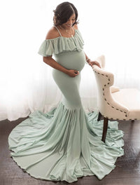 Mermaid Maternity Dresses For Photo Shoot Pregnant Women Pregnancy Dress Photography Props Sexy Off Shoulder Maxi Maternity Gown