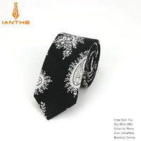 Brand New 100% Cotton Men's Paisley Print Neck Ties For Men Necktie Narrow Slim Skinny Cravate Narrow Flower Neckties Corbatas