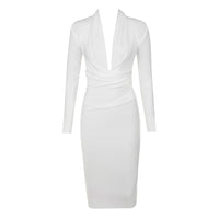 2023 Sexy V Neck Long Sleeve Lady's Party bandage Dresses Newest winter Bodycon Elastic Mid length celebrity Dress Wholesale