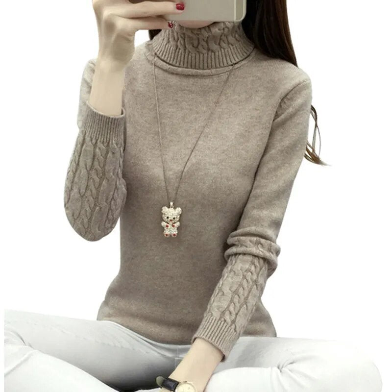 Thick Warm Women Turtleneck 2021 Winter Women Sweaters And Pullovers Knit Long Sleeve Cashmere Sweater Female Jumper