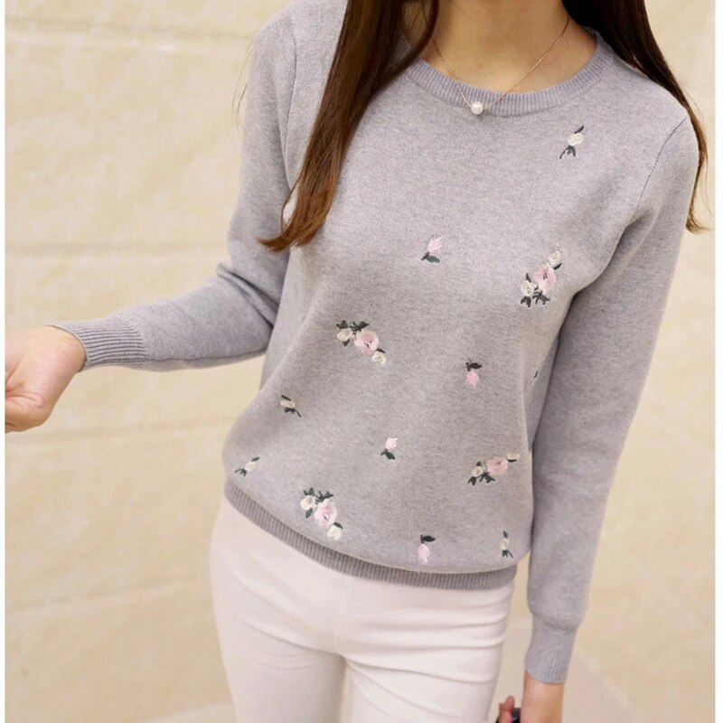 2021 Autumn Sweater Women Embroidery Knitted Winter Women Sweater And Pullover Female Tricot Jersey Jumper Pull Femme Sweaters