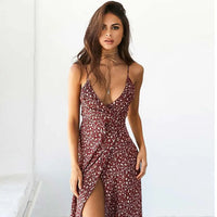 WildPinky Women Bohemia V-neck Spaghetti Strap Floral Print Ethnic Autumn Beach Boho Long Dress Retro Vestidos Boho Maxi Dress