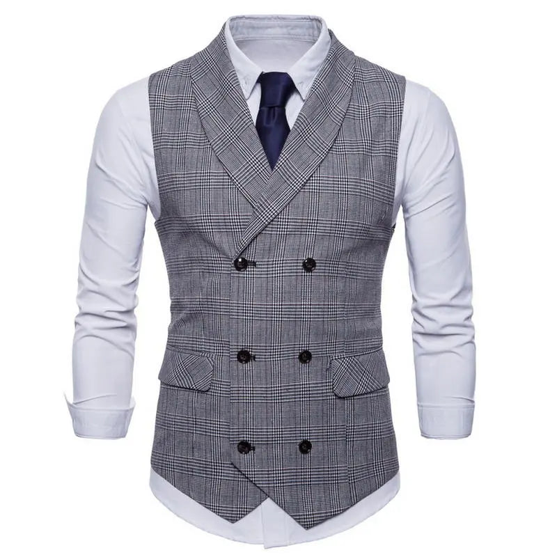 2021 Brand Suit Vest Men Jacket Sleeveless Beige Gray Brown Vintage Tweed Vest Fashion Spring Autumn Plus Size Waistcoat