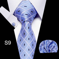 Fashion Business Silver Plaid Silk Men's Tie NeckTie 7.5cm Ties for Men Formal Luxury Wedding Quality Gravata group tie