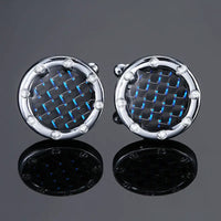Classic design men's French shirt cuff button high quality copper silvery metallic Black Enamel CuffLinks