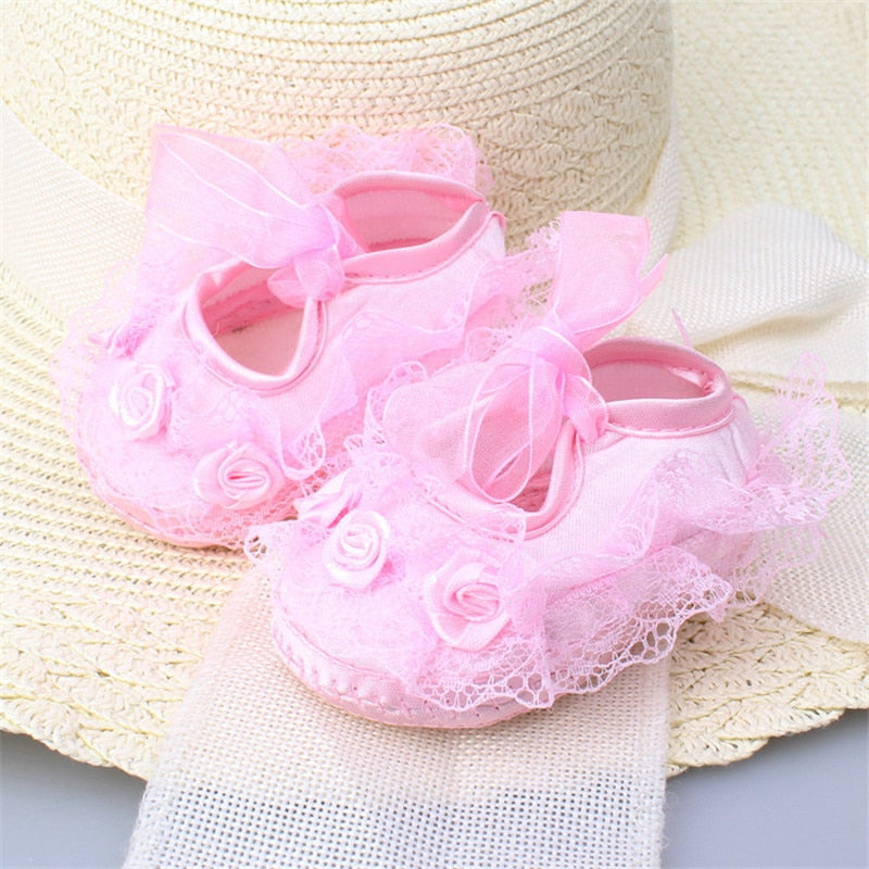 Baby Girl Shoes First Walkers Lace Floral Newborn Baby Shoes Princess Infant Shoes