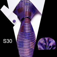 Fashion Business Silver Plaid Silk Men's Tie NeckTie 7.5cm Ties for Men Formal Luxury Wedding Quality Gravata group tie