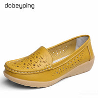 dobeyping New Genuine Leather Women Flats Cut-Outs Shoes Woman Hollow Summer Women's Loafers Moccasins Female Shoe Size 35-41