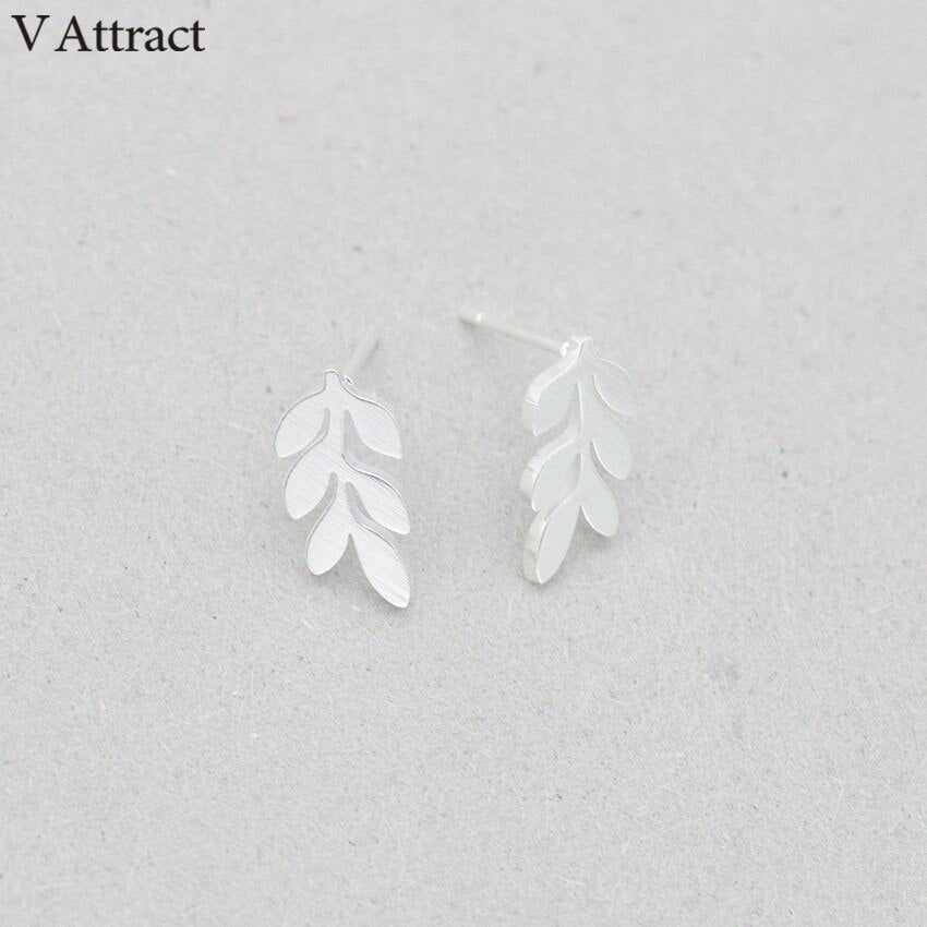 V Attract Stainless Steel Cute Leaf Stud Earrings Lady Jewelry  Bijoux acier Inoxydable Femme	Pendiente