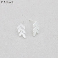 V Attract Stainless Steel Cute Leaf Stud Earrings Lady Jewelry  Bijoux acier Inoxydable Femme	Pendiente