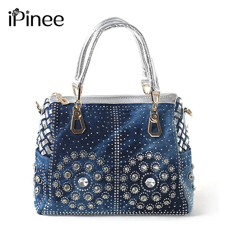 iPinee Casual Ladies Tote Bags Designer Crystal Diamond Women Messenger Bags Famous Brand Luxury Handbags Women Bags
