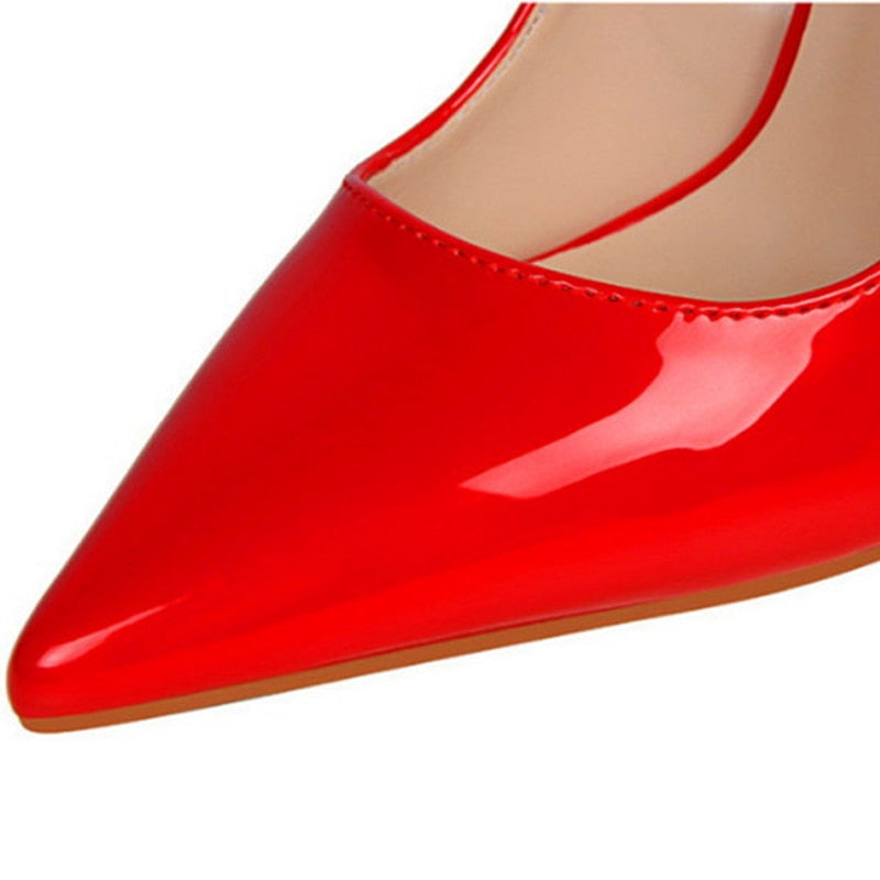 Fashion Cut-outs Bowtie Pointed Toe 10cm High Heels Solid Patent Leather Shallow Woman Party Pumps Office Ol Shoes Woman