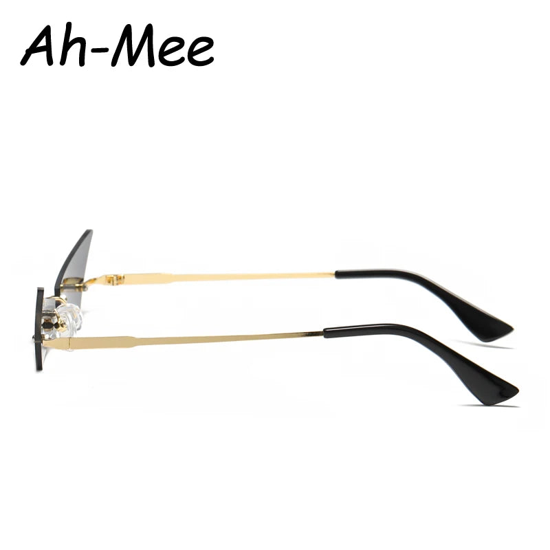 Sunglasses Women Men Rimless Small Cat Eye Sun Glasses Brand Designer Narrow Cateye Mirror Shades Female Streetwear