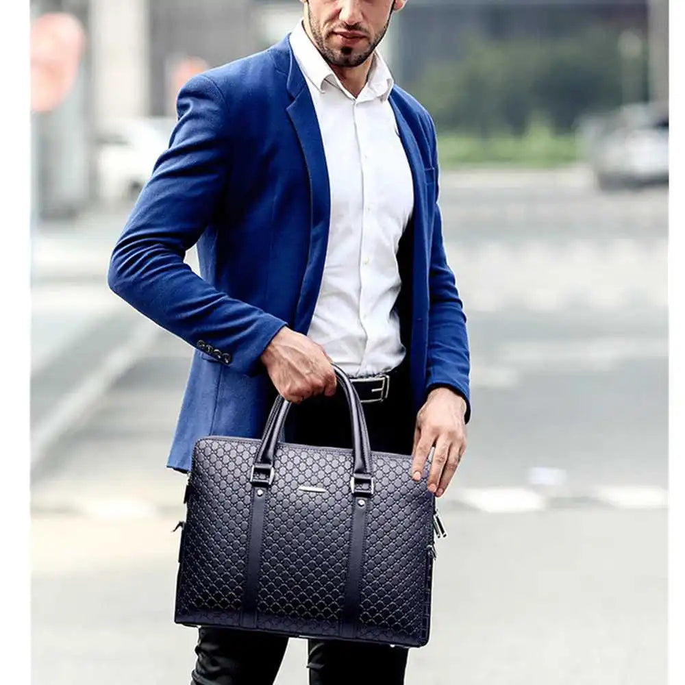 New Double Layers Men's Leather Business Briefcase Casual Man Shoulder Bag Messenger Bag Male Laptops Handbags Men Travel Bags