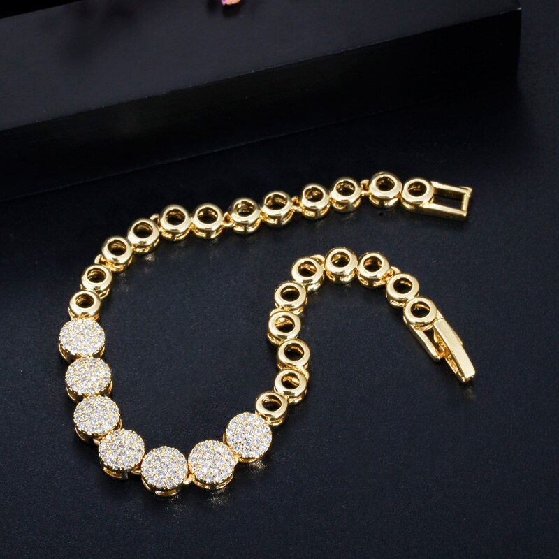 CWWZircons Top Quality Cubic Zircon Dubai Gold Color Necklace Jewelry Set for Women Wedding Evening Party Dress Accessories T349