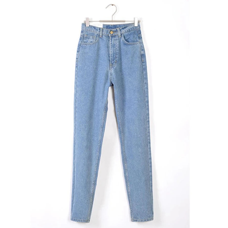 Vintage high waist jeans woman 2025 skinny black blue mom boyfriend jeans for women denim pants female trousers streetwear