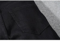 Sokotoo Men's black patchwork stretch denim biker jeans for motorcycle Slim fit skinny ripped pencil pants