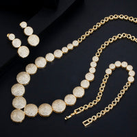 CWWZircons Top Quality Cubic Zircon Dubai Gold Color Necklace Jewelry Set for Women Wedding Evening Party Dress Accessories T349