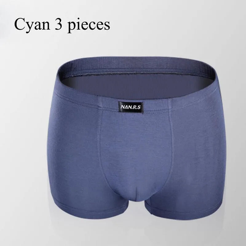 3pcs Soft Bamboo Fiber Men's Panties Shorts Sexy Male Underwear Boxers Modal Man Underpants Solid Colors XXXL