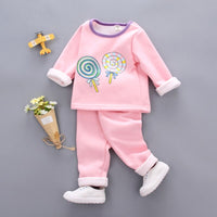 Kids Pajama Sets 1- 3Y Baby Girl Cotton Pajamas Winter Warm Underwear Thermal Clothes Thicken Children Clothing Girls Clothes