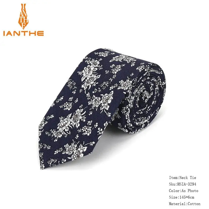 Brand New 100% Cotton Men's Paisley Print Neck Ties For Men Necktie Narrow Slim Skinny Cravate Narrow Flower Neckties Corbatas