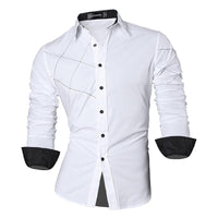 Sportrendy Men&#39;s Shirt Dress Casual Long Sleeve Fashion Dragon Stylish JZS091 Black