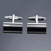 Classic design men's French shirt cuff button high quality copper silvery metallic Black Enamel CuffLinks