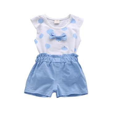Toddler Baby Girls Summer Sets Print Bowknot 2pcs Girls Summer Set Kids Casual Suit Tracksuit Sweatshirt New