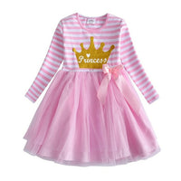 VIKITA Kids Heart Dresses Children Autumn Long Sleeve Vestidos Kids Casual Dress Toddler Mesh Tulle Dresses Children Clothing