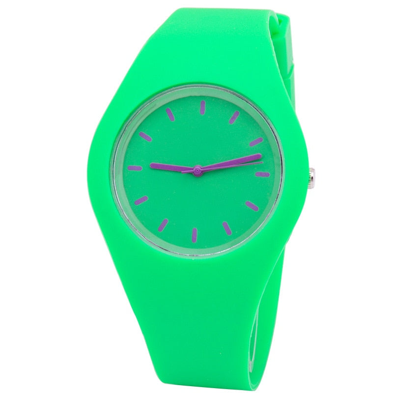 Woman Fashion Casual Silicone Strap quartz watch Candy-colored Jelly watch Ladies Fashion Dress Quartz Wristwatch Female Watch