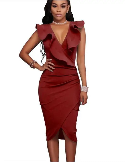 2022 Women Summer Dress Sexy Sleeveless V Neck Knee-Length Party Dress Mega Mart Center 2022 Women Summer Dress Sexy Sleeveless V Neck Knee-Length Party Dress Mega Mart Center