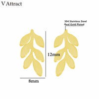 V Attract Stainless Steel Cute Leaf Stud Earrings Lady Jewelry  Bijoux acier Inoxydable Femme	Pendiente