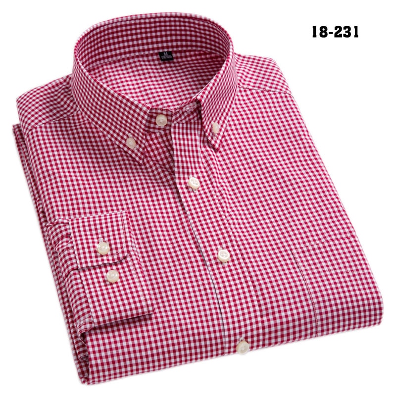 New Arrival Men&#39;s Oxford Wash and Wear Plaid Shirts 100% Cotton Casual Shirts High Quality Fashion Design Men&#39;s Dress Shirts