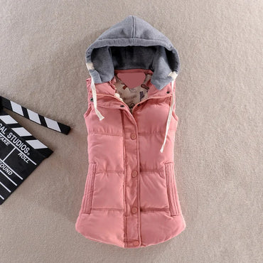 MyNewIn Warm Vest  Autumn Winter Women Casual Sleeveless Hooded Cotton Jacket Coral Velvet Female Coat Large Size 4XL Waistcoat