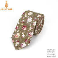 Brand New 100% Cotton Men's Paisley Print Neck Ties For Men Necktie Narrow Slim Skinny Cravate Narrow Flower Neckties Corbatas