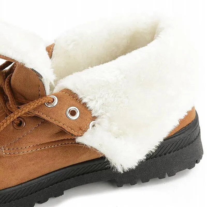 Snow Boots Women Classic Faux Suede Winter Women Boots Warm Plush Female Ankle Boots Hot Women Shoes Lace-up Shoes Woman WSH2461